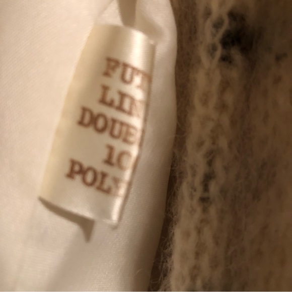 ALAFOSS ICEWOOL Ivory & Brown Virgin Wool Full-Zip Belted Sweater Coat-  Sz S - Picture 6 of 10